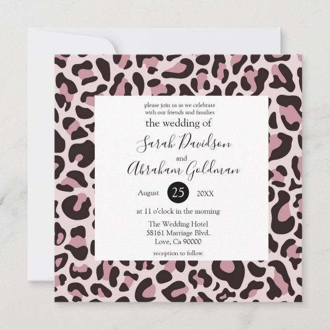 Cartes d'invitation de mariage Rose Gold Imprimé L (Devant)