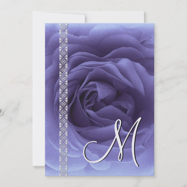 Cartes d'invitation de mariage Rose & Lace BLEU PE (Devant)