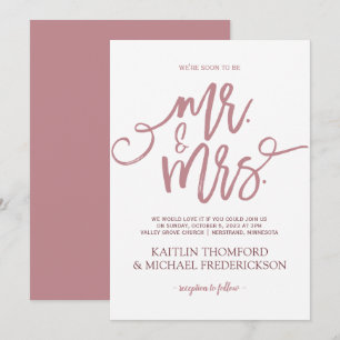 Cartes d'invitation de mariage Rose Poussiéreuse