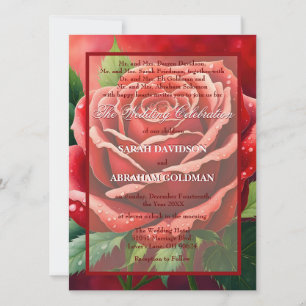 Cartes d'invitation de mariage Roses Rouges pour P