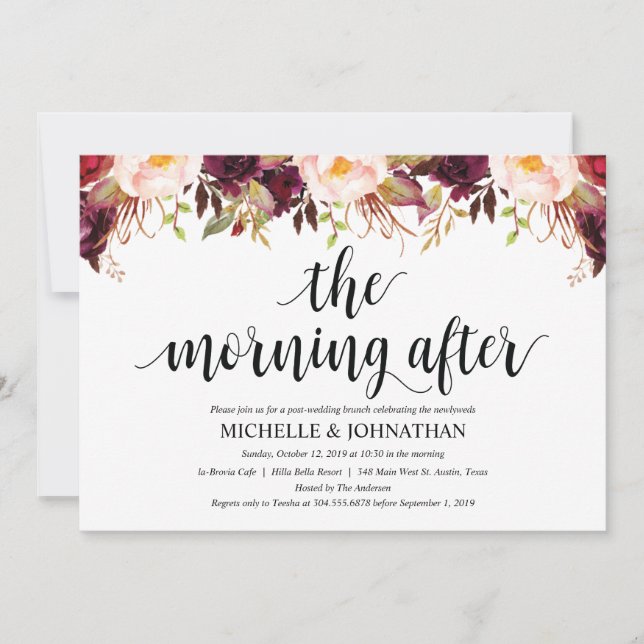 Cartes d'invitation de mariage rustique en Bourgog (Devant)