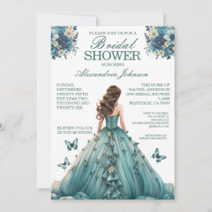 Cartes d'invitation de mariage sarcelle en tenue d