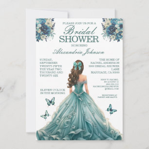 Cartes d'invitation de mariage sarcelle en tenue d