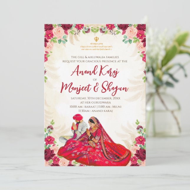 Cartes d'invitation de mariage Sikh & Anand Karaj (Debout devant)