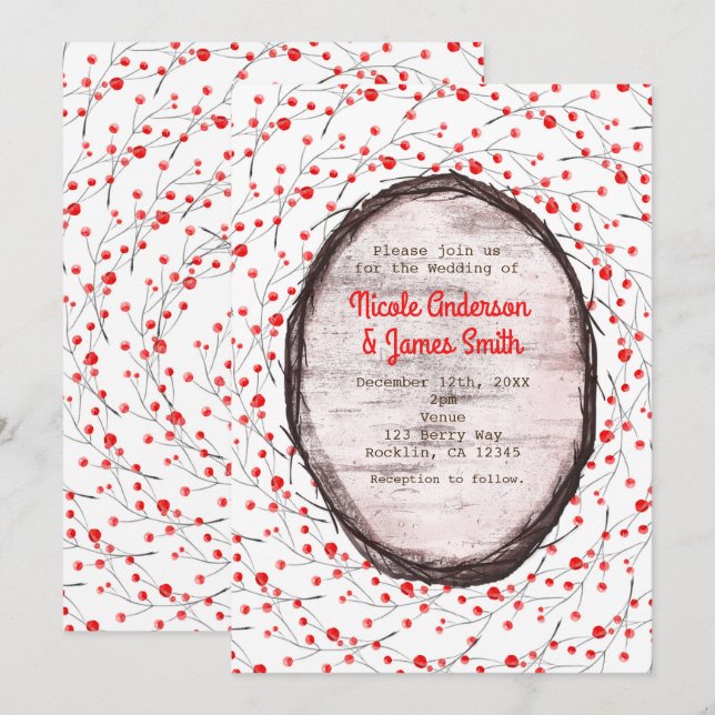 Cartes d'invitation de mariage simple rustique de  (Devant / Derrière)