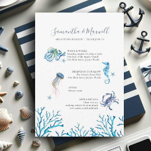 Cartes d'invitation de mariage sur la plage aquare