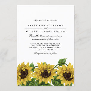 Cartes d'invitation de mariage Tournesol Vintage