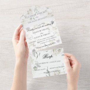 Cartes d'invitation de mariage tout-en-un aux flor