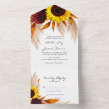 Cartes d'invitation de mariage tout-en-un Fleur de