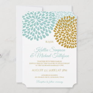 Cartes d'invitation de mariage turquoise clair et 