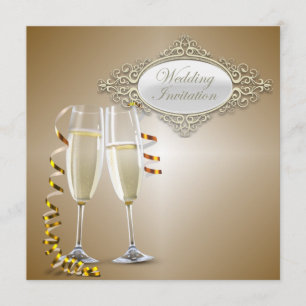 Cartes d'invitation de mariage verres à Champagne 