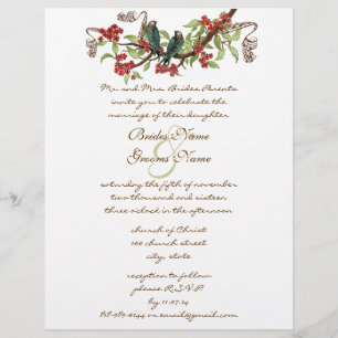 Cartes d'invitation de mariage Vintage Bird sarcel