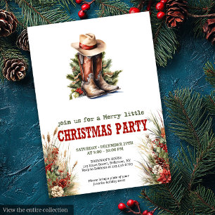 Cartes d'invitation de Noël Bottes de Cowboy Rouge