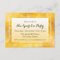 Cartes d'invitation de Nouvel An à paillettes doré