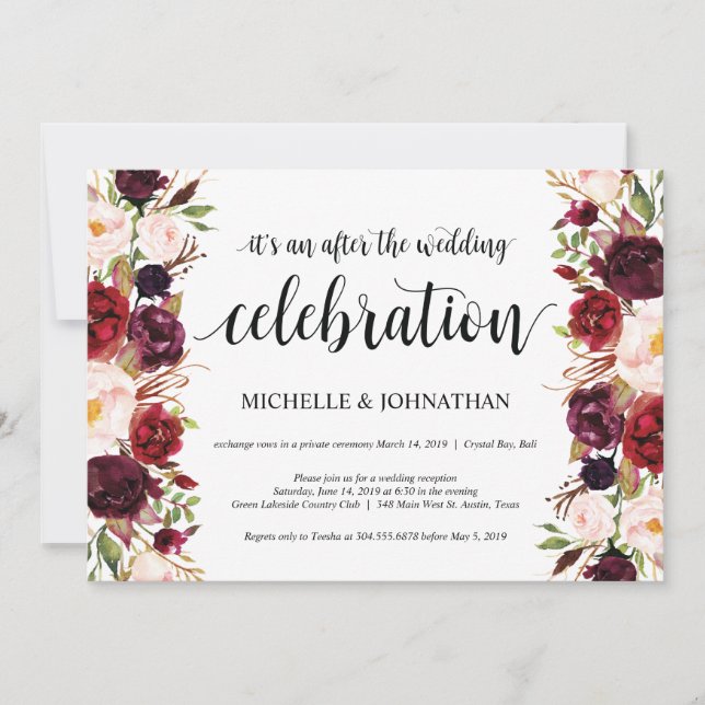 Cartes d'invitation de réception de mariage champê (Devant)