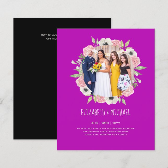 Cartes d'invitation de réception de mariage tendan (Devant / Derrière)