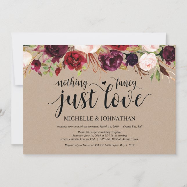 Cartes d'invitation de réception pour mariage inti (Devant)