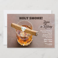Cartes d'invitation de retraite Cigare et Whisky