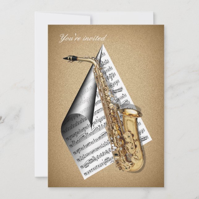 Cartes d'invitation de saxophone (Devant)