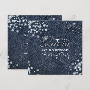 Cartes d'invitation Denim & Diamonds pour une fête