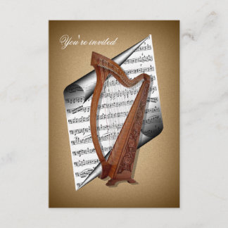 Cartes d'invitation d'harpe