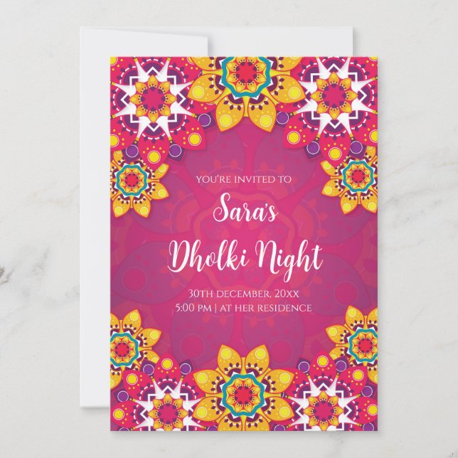 Cartes d'invitation Dholki musulmanes en cartes Dh (Devant)