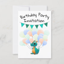 Cartes d'invitation dragon anniversaire d'enfant