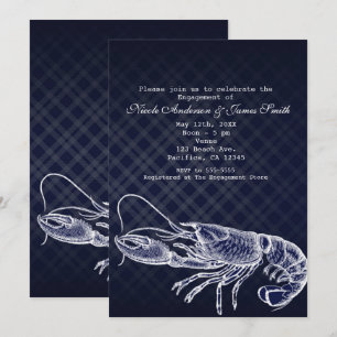 Cartes d'invitation élégantes bleu marine à motif 