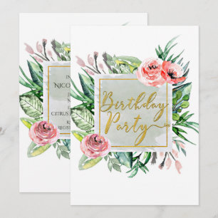 Cartes d'invitation élégantes et modernes à fleurs