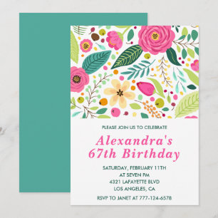 Cartes d'invitation élégantes florales 67ème anniv