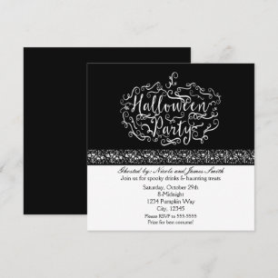 Cartes d'invitation élégantes noir et blanc pour C
