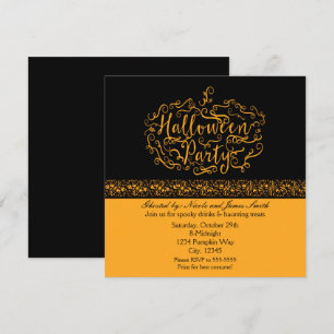 Cartes d'invitation élégantes orange et noir pour 