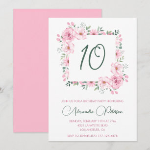 Cartes d'invitation élégantes pour 10 ans Floral R