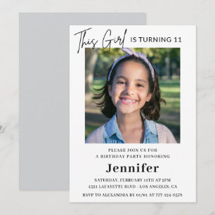 Cartes d'invitation élégantes pour 11 ans avec pho