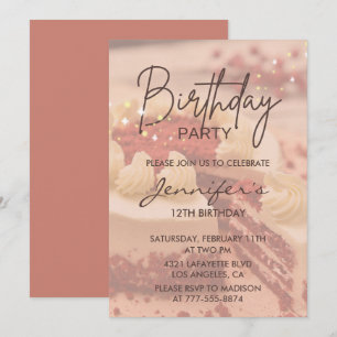 Cartes d'invitation élégantes pour 12 ans Cake Chi