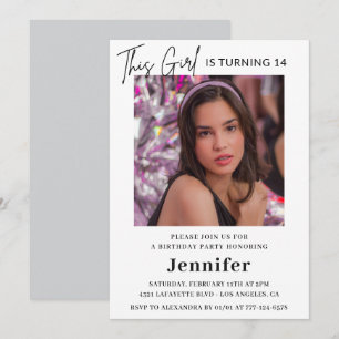 Cartes d'invitation élégantes pour 14 ans avec pho
