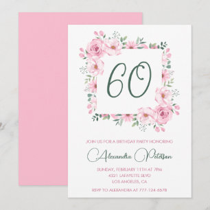 Cartes d'invitation élégantes pour 60 ans Fleurs R