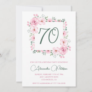 Cartes d'invitation élégantes pour 70 ans Fleurs R