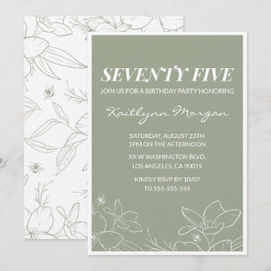 Cartes d'invitation élégantes pour 75 ans Floral V