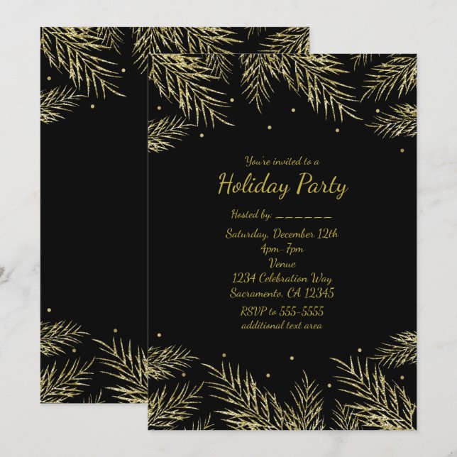Cartes d'invitation élégantes pour les fêtes avec  (Devant / Derrière)