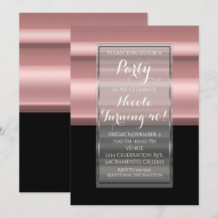 Cartes d'invitation élégantes rose et noir pour an