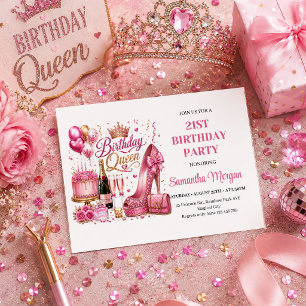 Cartes d'invitation élégantes Rose Gold pour Reine