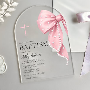 Cartes d'invitation en acrylique pour baptême de f
