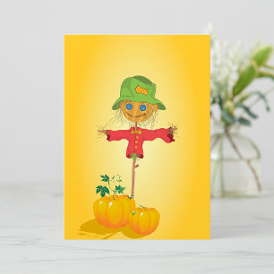 Cartes d'invitation Épouvantail avec citrouilles