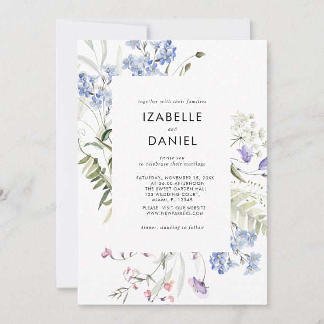 Cartes d'invitation estivales de fleurs sauvages b (Devant)