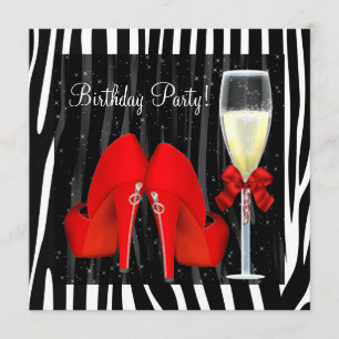 Cartes d'invitation Fête d'anniversaire Zèbre Chau