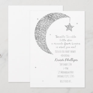 Cartes d'invitation Fête de Bébé Lune et Étoiles B