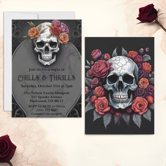 Cartes d'invitation Fête d'Halloween Crâne Macabre