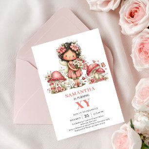 Cartes d'invitation Fleurs Blush pour les 5 ans de
