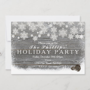 Cartes d'invitation Flocons de neige et pommes de